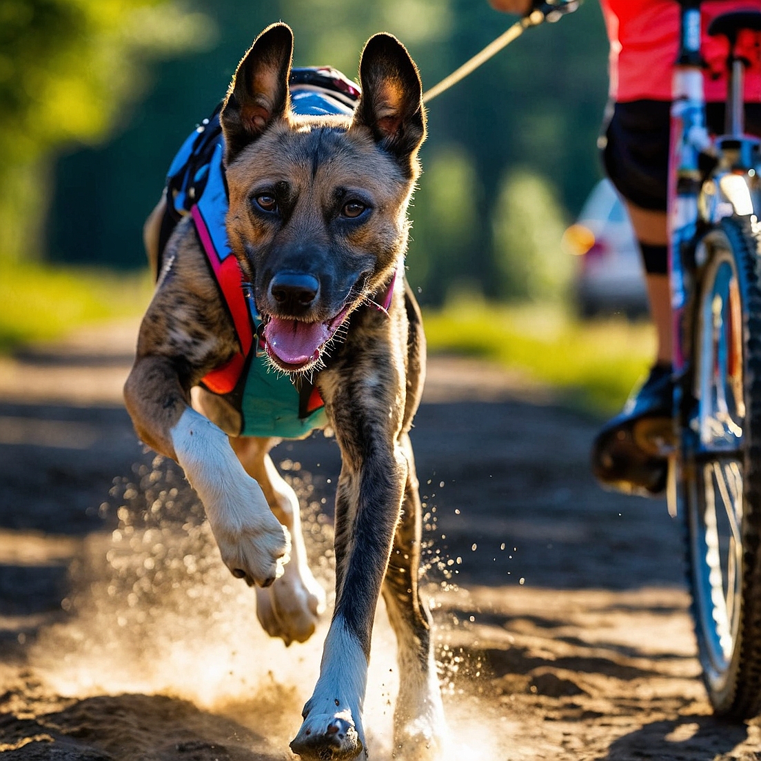 How do you socialize a bikejoring dog to be comfortable around other dogs and people?